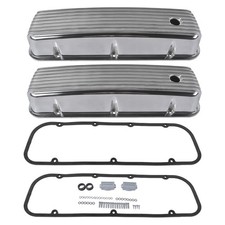 Tall Finned Valve Covers Polished 3-1116 Inch Silver For Chevy Bbc 396 454 502