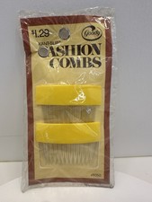 VINTAGE NEW 1975 Goody Kant-Slip Fashion Combs Yellow USA
