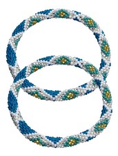 Set of 2 Handmade Glass Seed Bead Beaded Multi-Color Stackable Crochet Bracelets