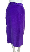70s Corduroy Midi Skirt Women Size XSmall Purple Pockets Talon Zipper Back Vent