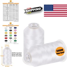 5000M Spool White Polyester Embroidery Thread Ideal for Home and Commercial Use