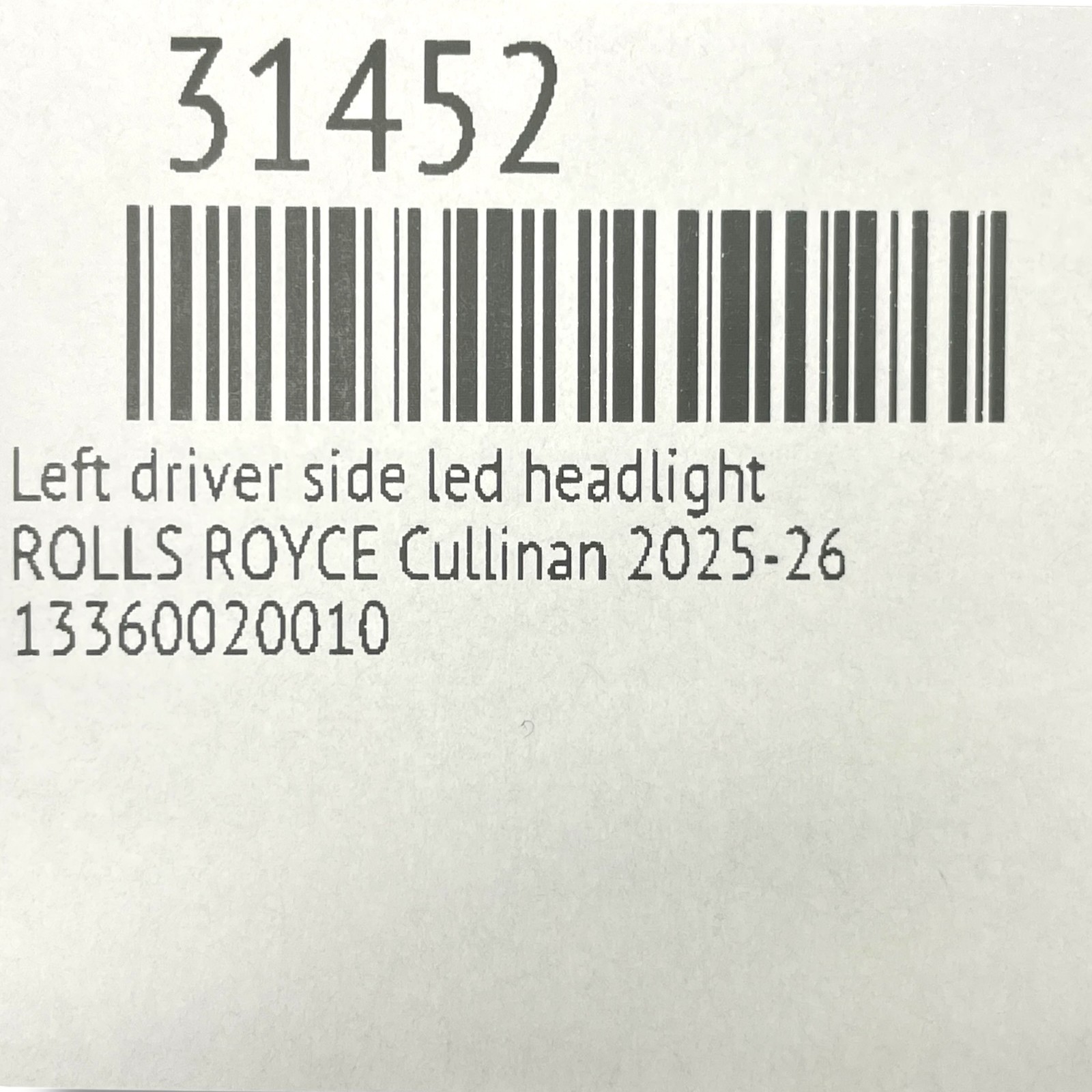 Rolls Royce Cullinan 2025-2026 OEM Right RH Passenger LED Headlight 5A5A934-06