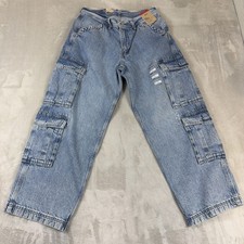 Levi's 578 Baggy Fit Cargo Jeans Men's Size 32x30 Blue Light Wash Cotton Y2K