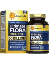 Ultimate Flora Probiotic | 50 Billion CFU | 90 Vegan Capsules | by Renew Life