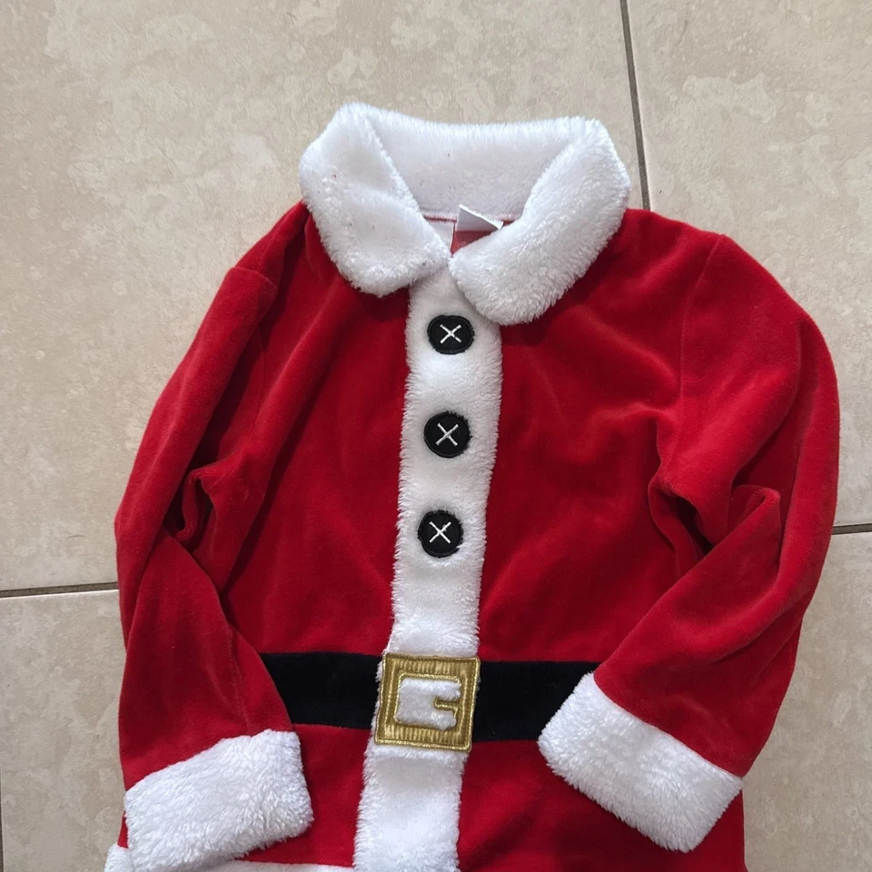 Disfraz de traje de Papá Noel rojo para niño pequeño con chaqueta y pantalón de terciopelo 5T Foto 2 de 4