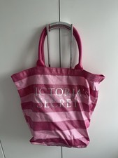 Pink metallic Stripe Victorias Secret Tote Bag