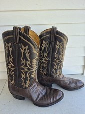 VINTAGE GENUINE LEATHER TONY LAMA MEN'S COWBOY BOOTS SIZE 10 1/2 BROWN COLOR