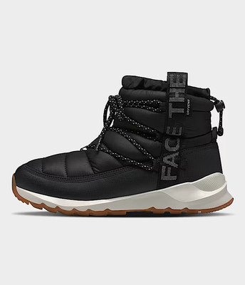 The North Face Women s ThermoBall Lace Up Waterproof Boots Black / White NEW