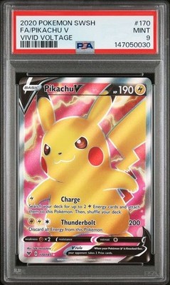 2020 POKEMON SWORD & SHIELD VIVID VOLTAGE #170 FA/PIKACHU V VIVID VOLTAGE PSA 9
