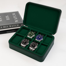 Green Leather Luxury Watch Box Travel Storage...