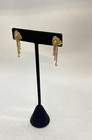 14K Yellow Gold Floral Tassel Dangle Earrings Triple Chain Beads Tested 2.4g — photo 3