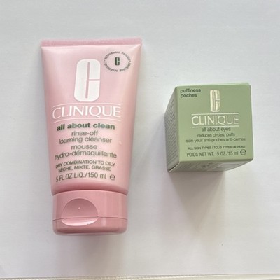 Clinique All About Clean Foaming Cleanser 5 oz & All About Eyes Cream Set