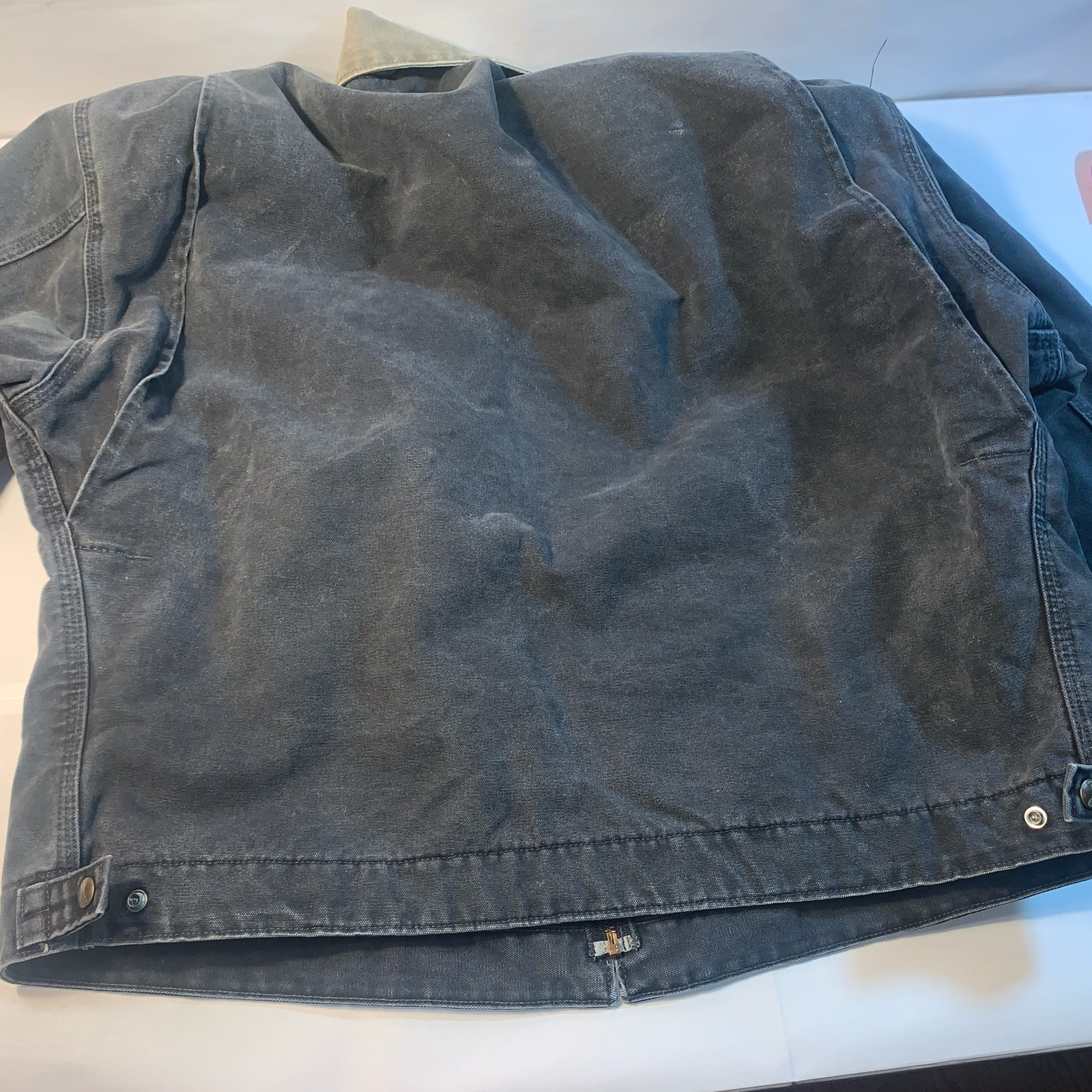 Vintage USA Carhartt Detroit Jacket J97 Petrol Size 2XL Faded Blanket Trucker thumbnail 14