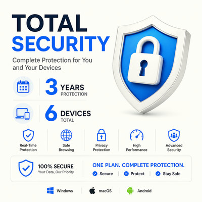 Bitdefender Total Security 3 Years 6 Devices License + LATEST VERSION