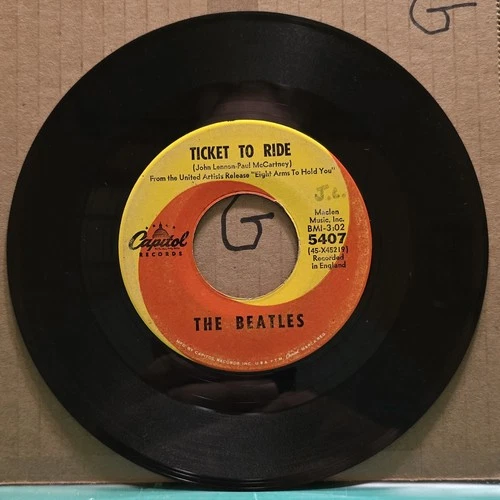 The Beatles: Ticket to Ride/Yes It Is - Capitol 45rpm Record - VG