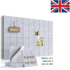 Elegant 90x60cm Grey Felt Pin Board – Self-Adhesive Wall Organizer with 30 Pins