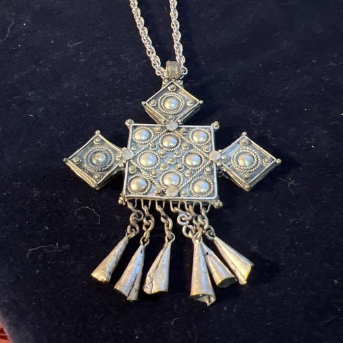 Collana etnica vintage fatta a mano argento ciondolo tribale yemenita - Foto 5 di 7