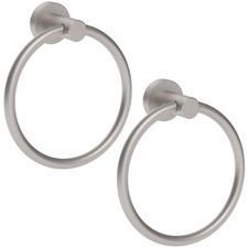 2 PCS Brushed Nickel Towel Ring Hand Towel Holder Wall Mount Stainless Steel