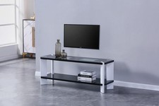 7 Star Gloss Coffee Table/TV Unit – Black/White, Glass Shelf, 135cm