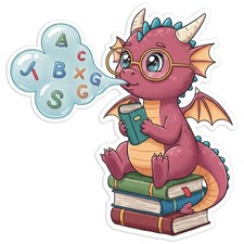 Dragon Reading Books - Vinyl Decal Sticker - Car Window Laptop - 2024