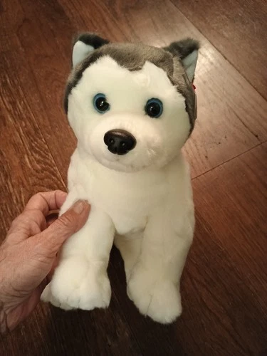 Vtg TY BEANIE BABIES BABY NANOOK Gray White Large 12" Plush SOFT HUSKY DOG Puppy