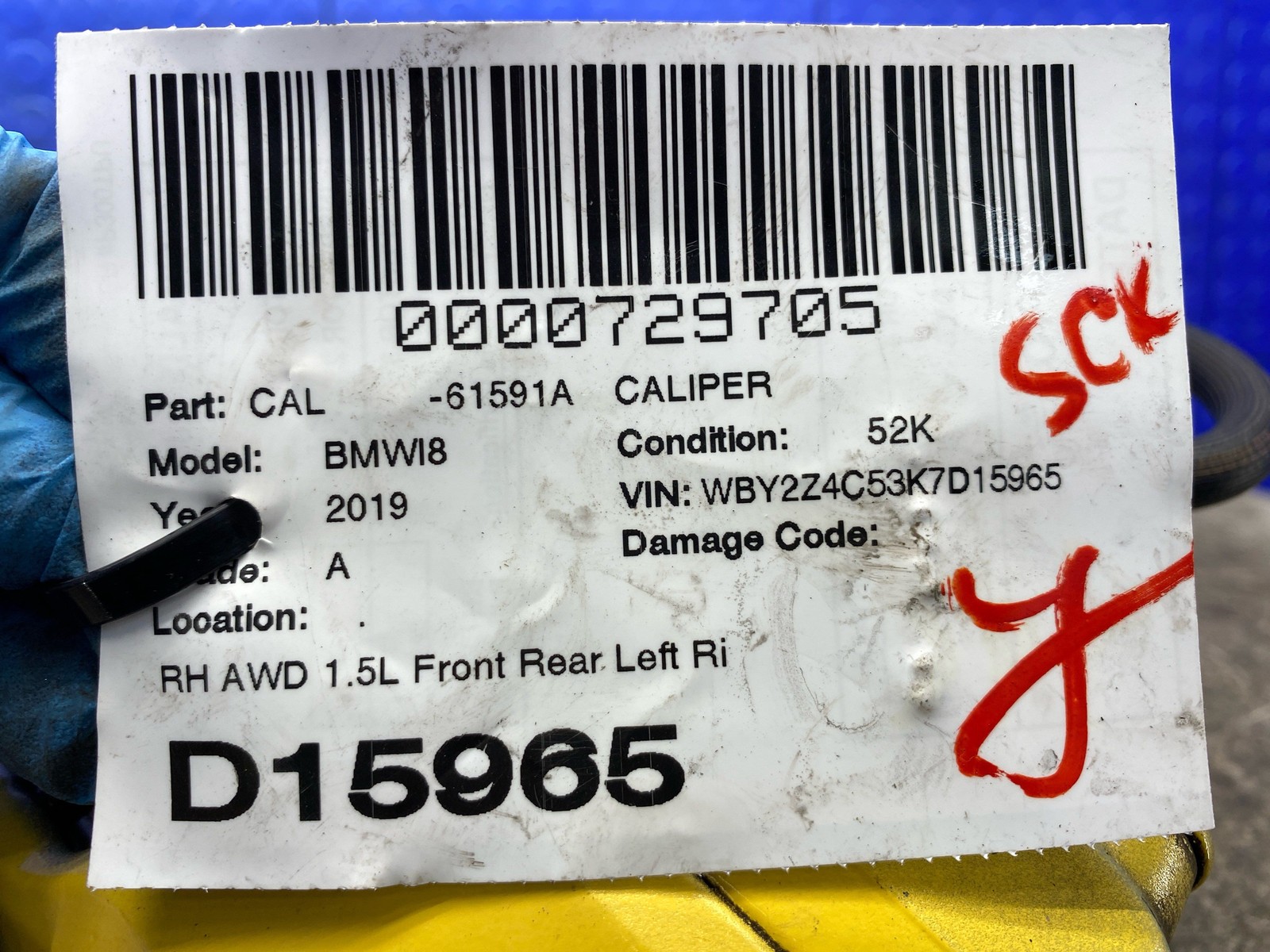 2014 - 2019 Bmw I8 Oem 1.5L Front Rear Left Right Brake Caliper Set Of 4 Yellow