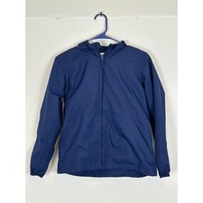 Magellan Outdoors Jacket Youth L Blue Full Zip Lined Large Hood Water Resistant