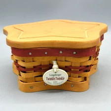 Longaberger Twinkle Twinkle Star Basket Insert Lid Tie On Vintage 2001 Tree Trim