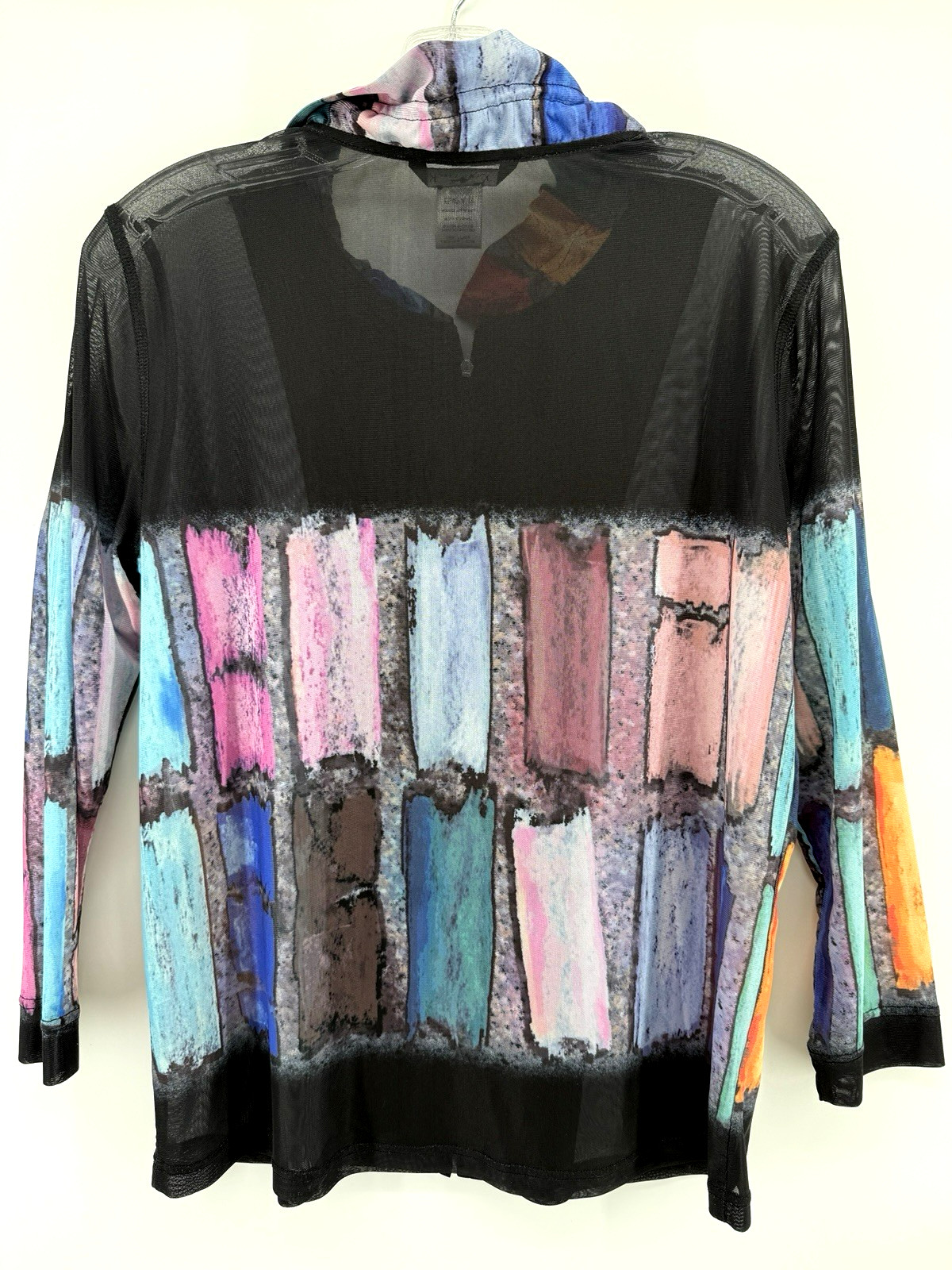 John Mark Jacket Medium Sheer Multicolor Mesh Zip… - image 6