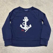 Polo Ralph Lauren Anchor RL Kids Crewneck Sweater Blue Size M 8-10