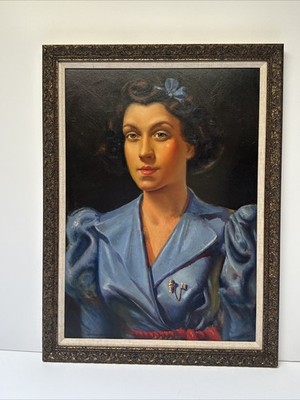 ANTIQUE PAINTING PRETTY WOMAN FEMALE MODEL IRVING WINER LISTED 1920'S 1930'S OIL