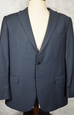 NEW Recent $595 Hart Schaffner Marx Gray-Blue With Stripe Wool Sport Coat 46R