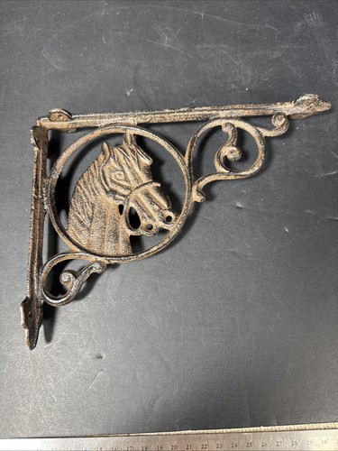 Cast Iron WESTERN Style HORSE HEAD Bracket Garden Brace PONY Shelf Bracket