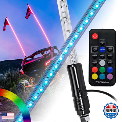 Online Led Store True Mods 2Pc 3Ft Rgb Led Whip Light For Utv Atv Rf Wireless