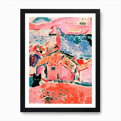 View Of Collioure With A Cat, Matis Framed Wall Art Poster Canvas Print Picture