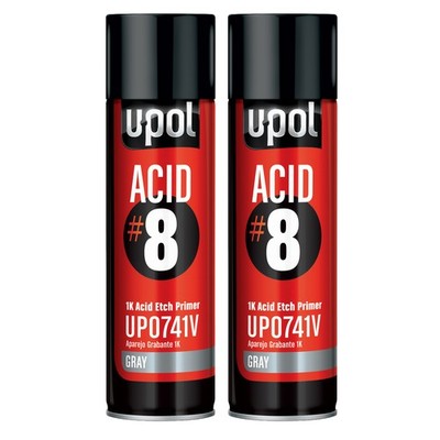 U-POL UP0741V ACID ETCH PRIMER #8 Priming Metal Spray Can Paint - 2 Pack