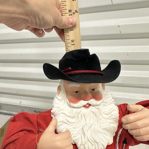 Vintage Holly Jolly Rock Santa Animated Cowboy Santa Musical Dancer 16" Works - Picture 20 of 22