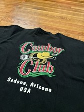 Y2K Cowboy Club Sedona AZ USA Double Sided Graphic T Shirt Men XL Made In USA