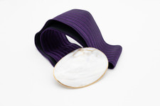 Vintage Purple Stretch Belt Mother of Pearl Shell Buckle 80s Statement