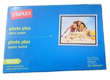 NEW  SEALED Staples Photo Plus Gloss Paper 4"x6" - 60 Sheets  UPC:718103093941