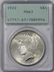 1922 Peace Dollar, PCGS (OGH Rattler) MS63