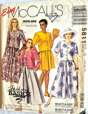 MCCALLS PATTERN 5811 SHIRT TOP  SKIRTS  MISSES SIZES 10 12 14  UNCUT  FF