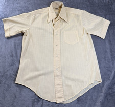 Vintage Montgomery Ward Mens Pin Stripe Shirt 15.5 Cream Disco Collar 70s