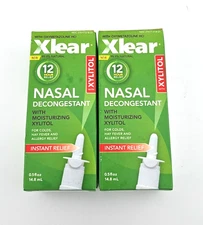 2 Pack – Xlear 12 Hour Relief Decongestant Nasal Spray with Xylitol exp 2/28
