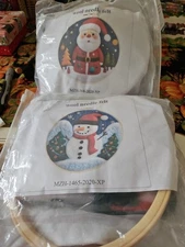 Lot Of 2 Christmas Themed Needle Felted Kits For Santa Claus & Snowman New