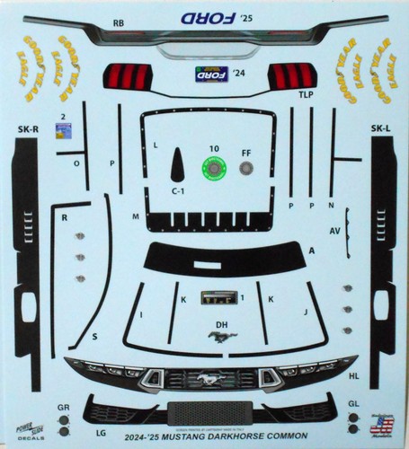NASCAR DECAL 2024-2025 DARK HORSE FORD MUSTANG NASCAR COMMON DETAIL SHEET 1/24 - Picture 2 of 2