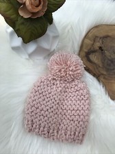 NEW Hand Knitted Baby Boy Girl Beanie Hat Cap Newborn Rose Pink
