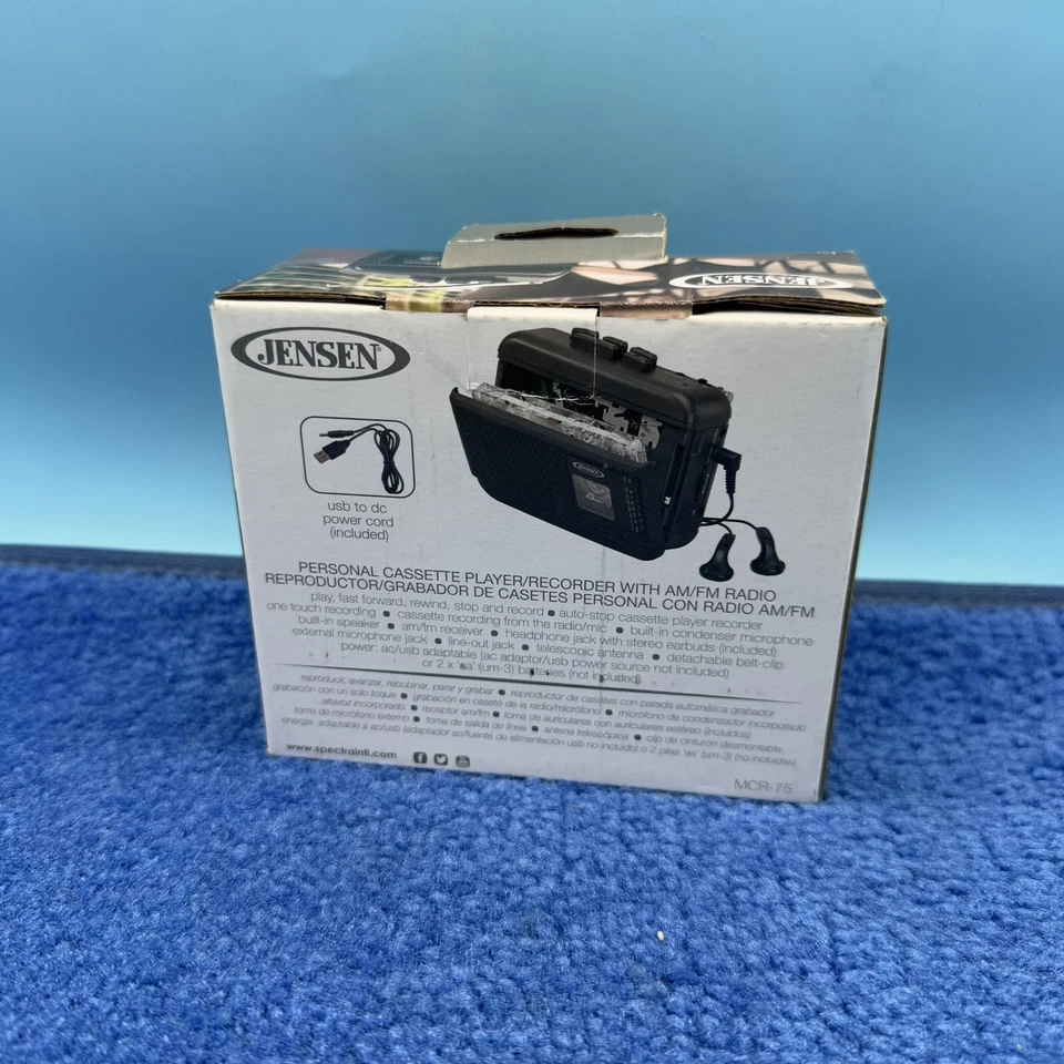 Reproductor/grabador de casete personal Jensen negro radio MCR-75 Foto 2 de 3