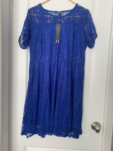 Summer Women Lace Mini Dress Ladies Evening Party Cocktail Size 5XL Blue B7-3