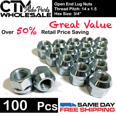 100 PCS 14x1.5 BULGE ACORN OPEN END WHEEL LUG NUTS WHOLESALE GREAT SAVING